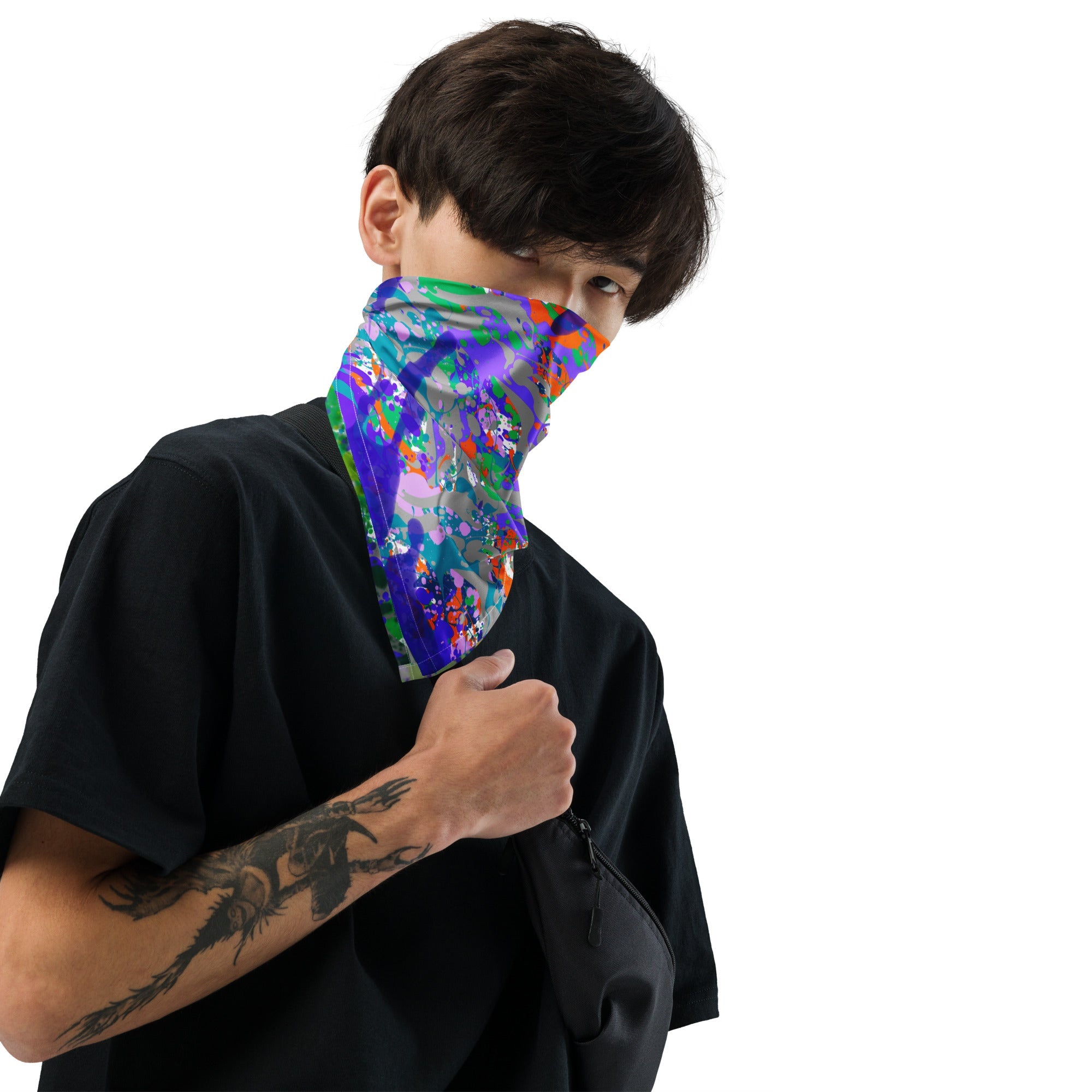 All-over print bandana made of recycled polyester with multifunctional style and UPF50+ protection